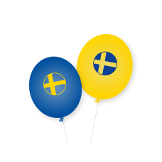 Ballons in Landesfarben – Schweden